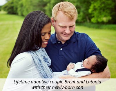 Brent and Latonia with baby after adopting through Lifetime Adoption
