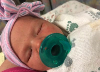 Baby Harper sleeping at the hospital