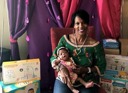 Lashon and baby Harper at their baby shower.